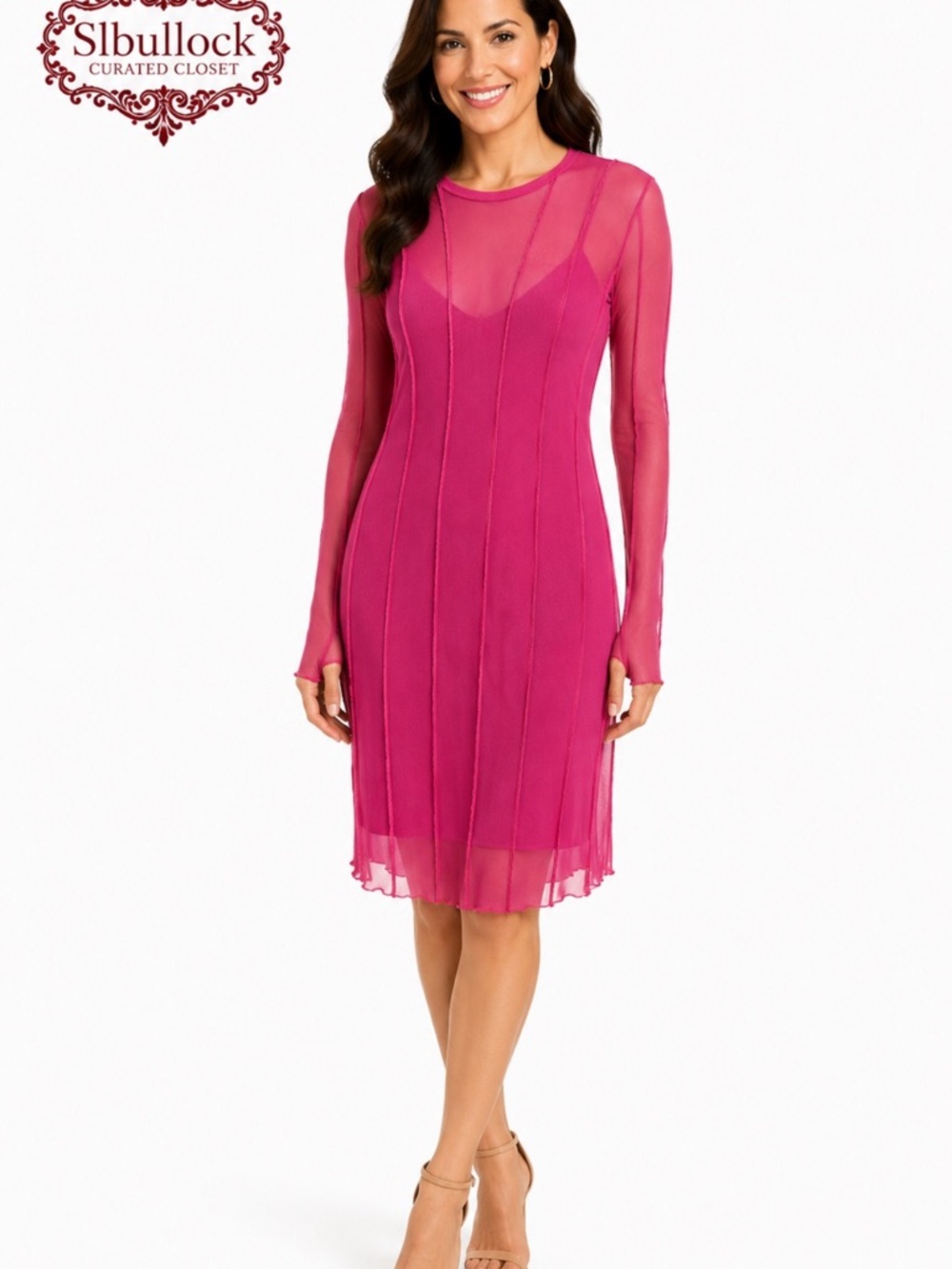 🔥3/$15🔥 Forever 21 Sheer Mesh Bodycon Dress Small Pink Y2K Clubwear Bodysuit